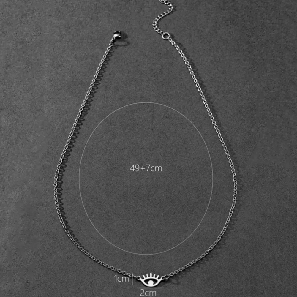 Silver Evil Eye Minimalist Clasp Back Necklace - Picture 4 of 5
